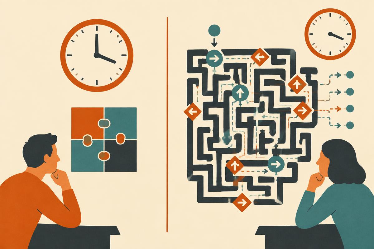 A simple afternoon task contrasted with a complex decision maze